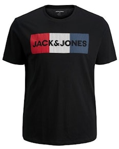 T-Shirt mit Jack & Jones Logo-Print Schwarz